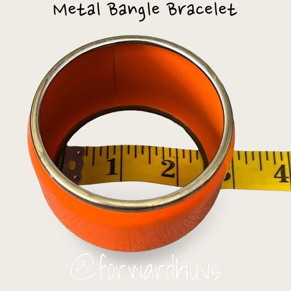 WIDE Orange Metal Bangle Bracelet - Picture 5 of 7